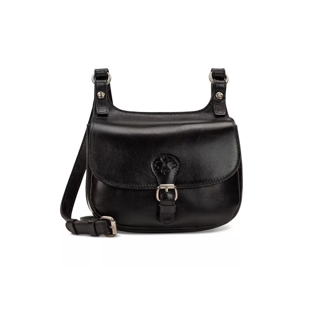 Patricia Nash Black Leather Lindy Saddle Bag NWT